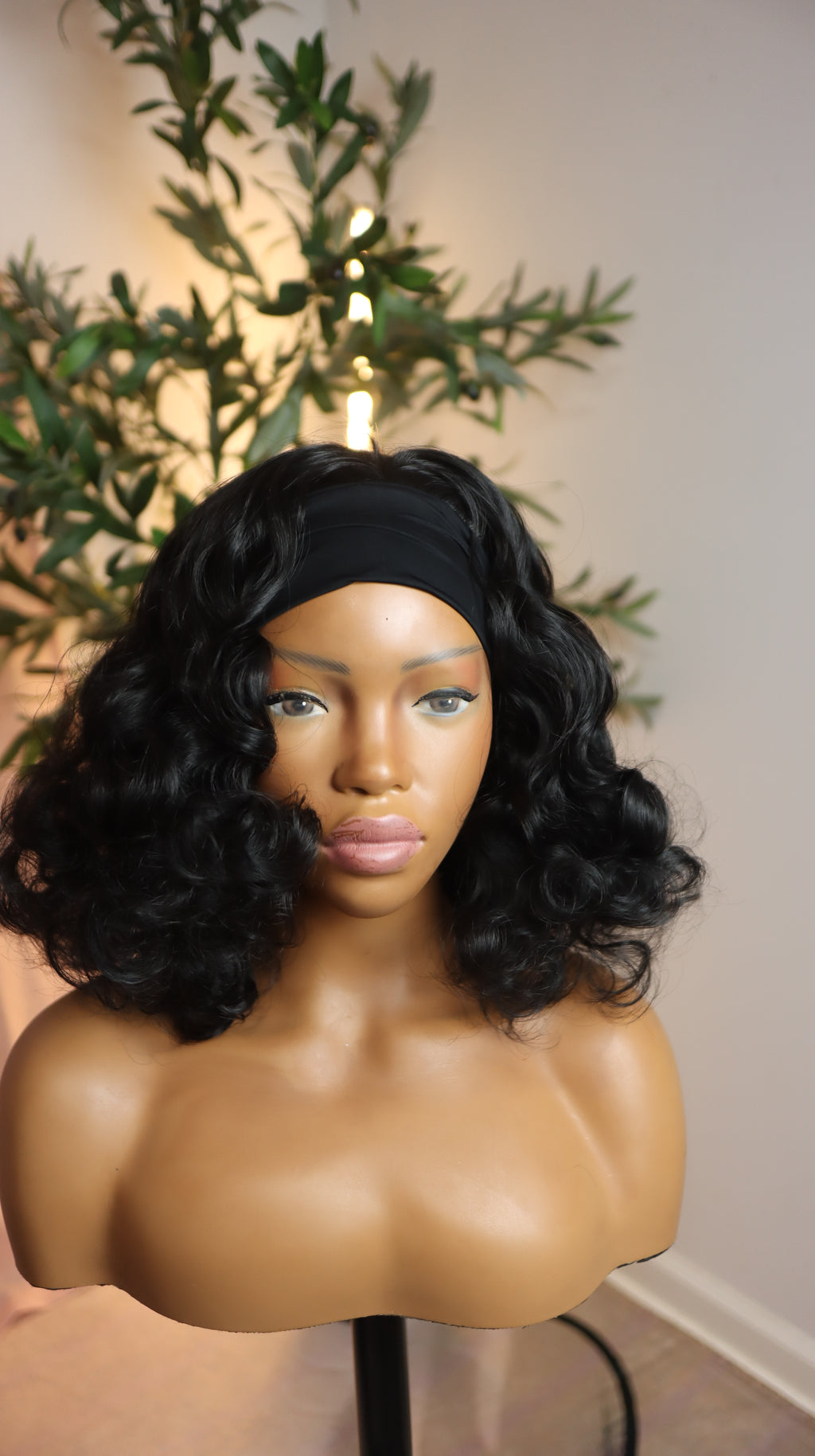 Black Curly Headband Wig – Glueless Throw-On, Beginner Friendly