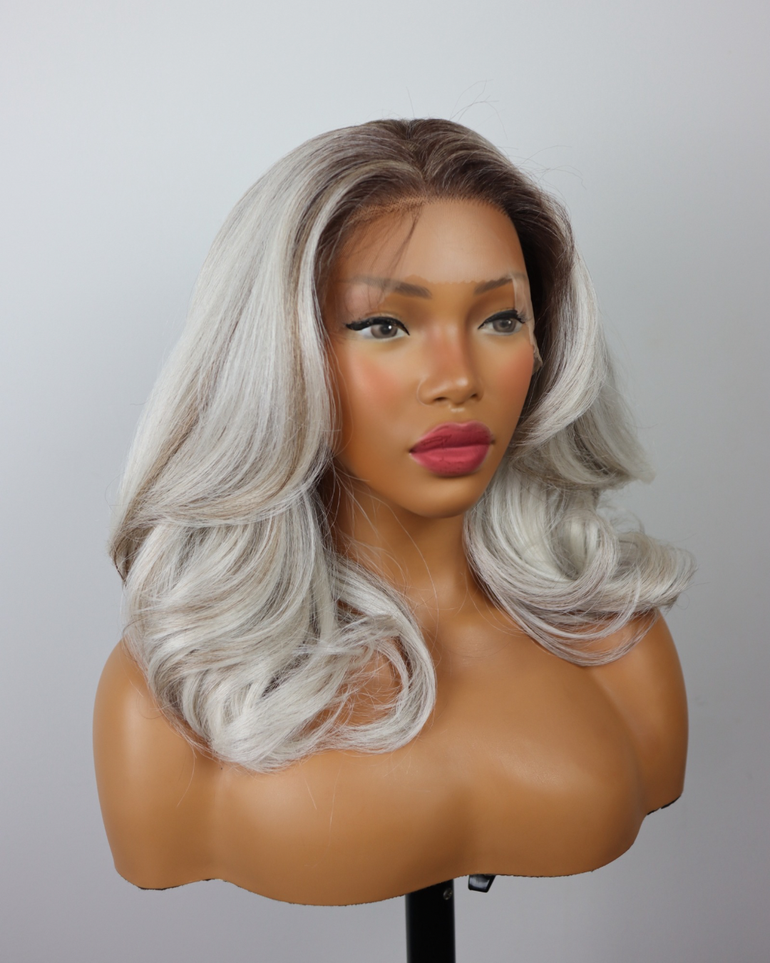 Luna -  Balayage Lace Front Wig – Soft Waves, Dark Roots, Glueless Install