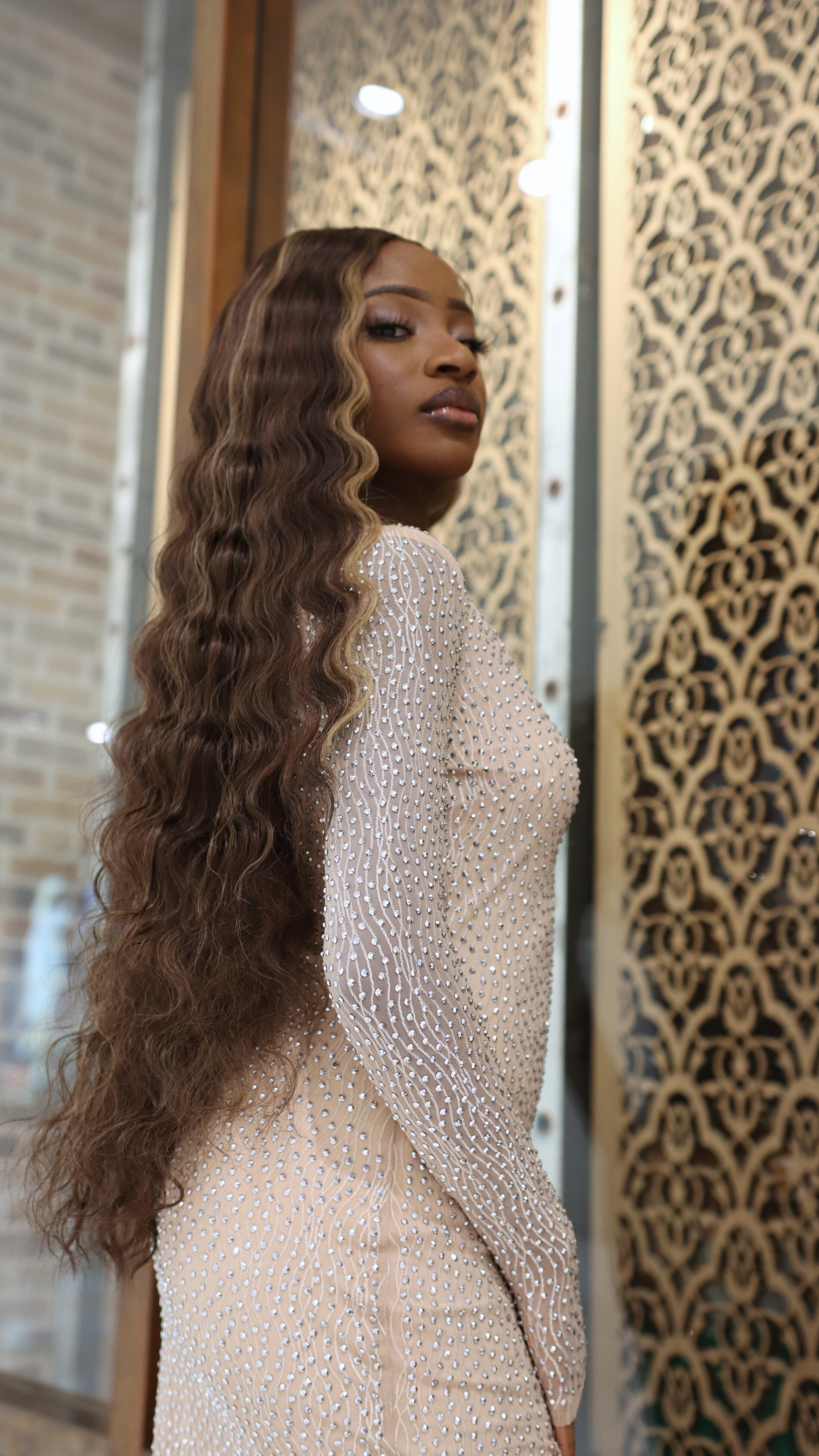 Lora Highlighted Crimp Curl T-PART WIG 28inches