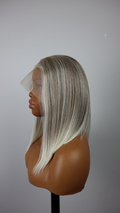 Ash Blonde Ombre Bob Lace Front Wig – Sleek Straight, Glueless Install