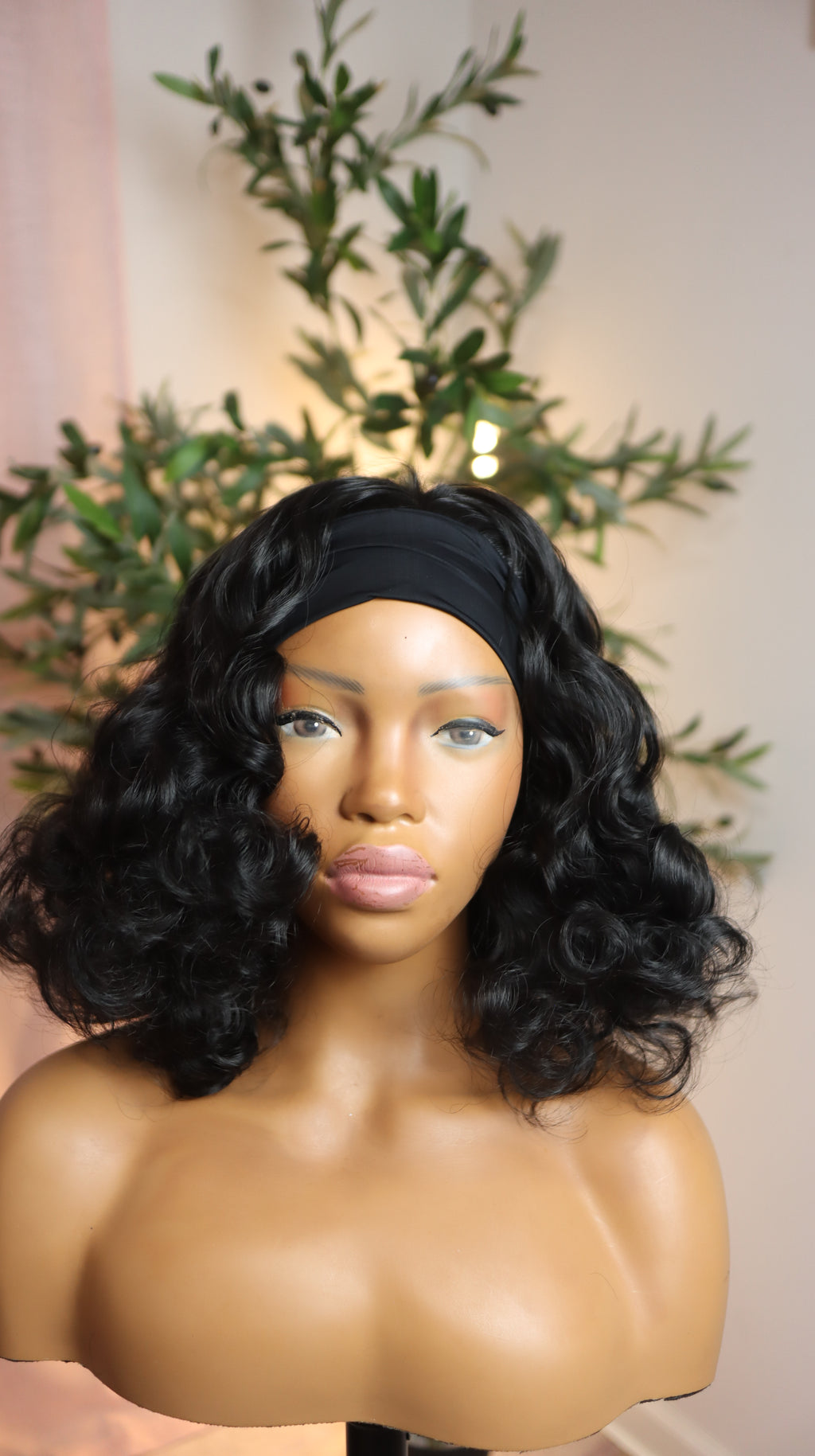 Black Curly Headband Wig – Glueless Throw-On, Beginner Friendly