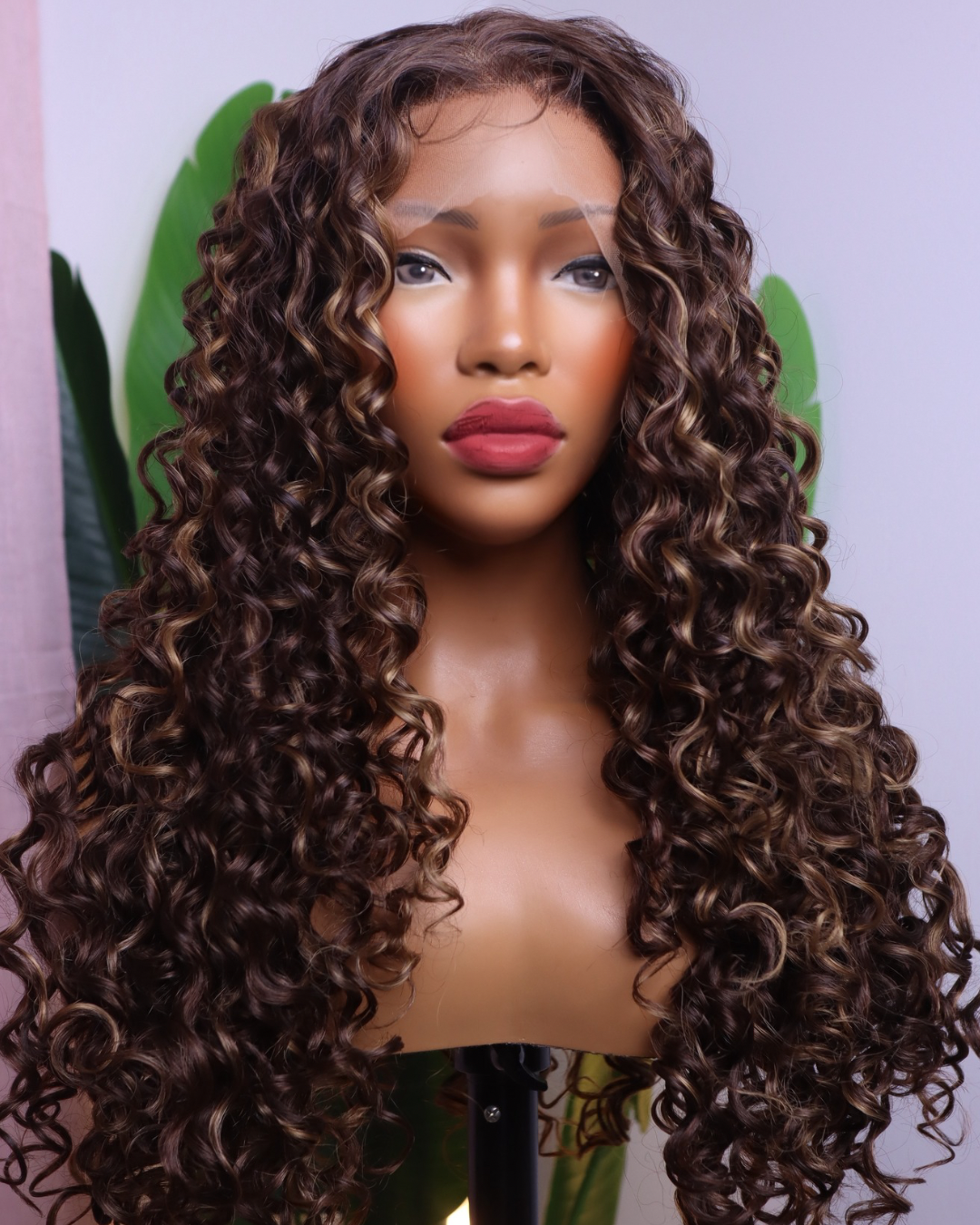 Sienna Deep Curl Highlight Wig – Soft Curls Brown Blonde Mix