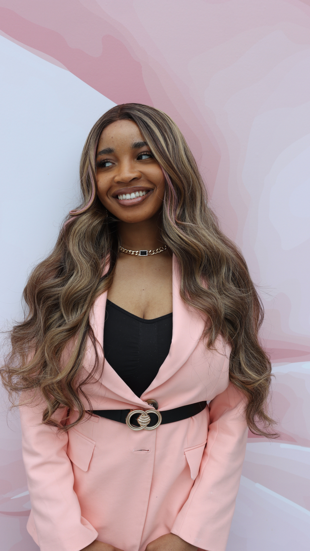 GLAM - body wave  with face framing layers  T-Part Wig