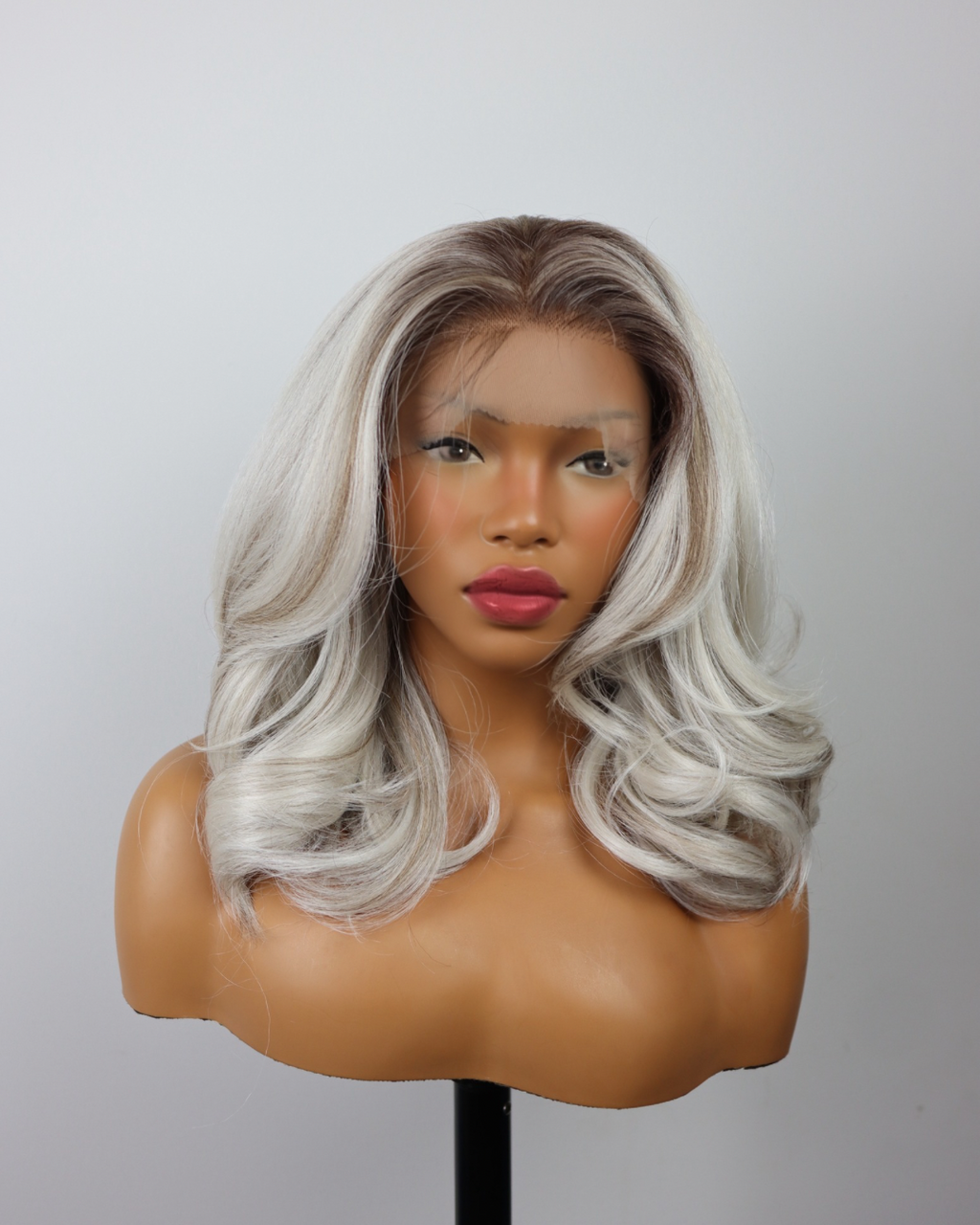 Luna -  Balayage Lace Front Wig – Soft Waves, Dark Roots, Glueless Install