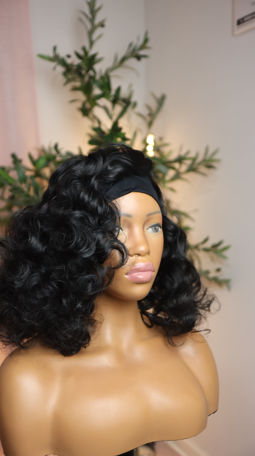 Black Curly Headband Wig – Glueless Throw-On, Beginner Friendly
