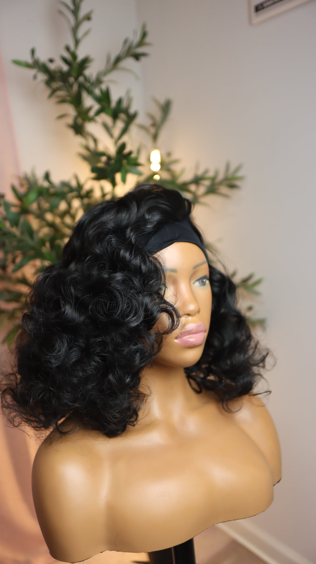 Black Curly Headband Wig – Glueless Throw-On, Beginner Friendly