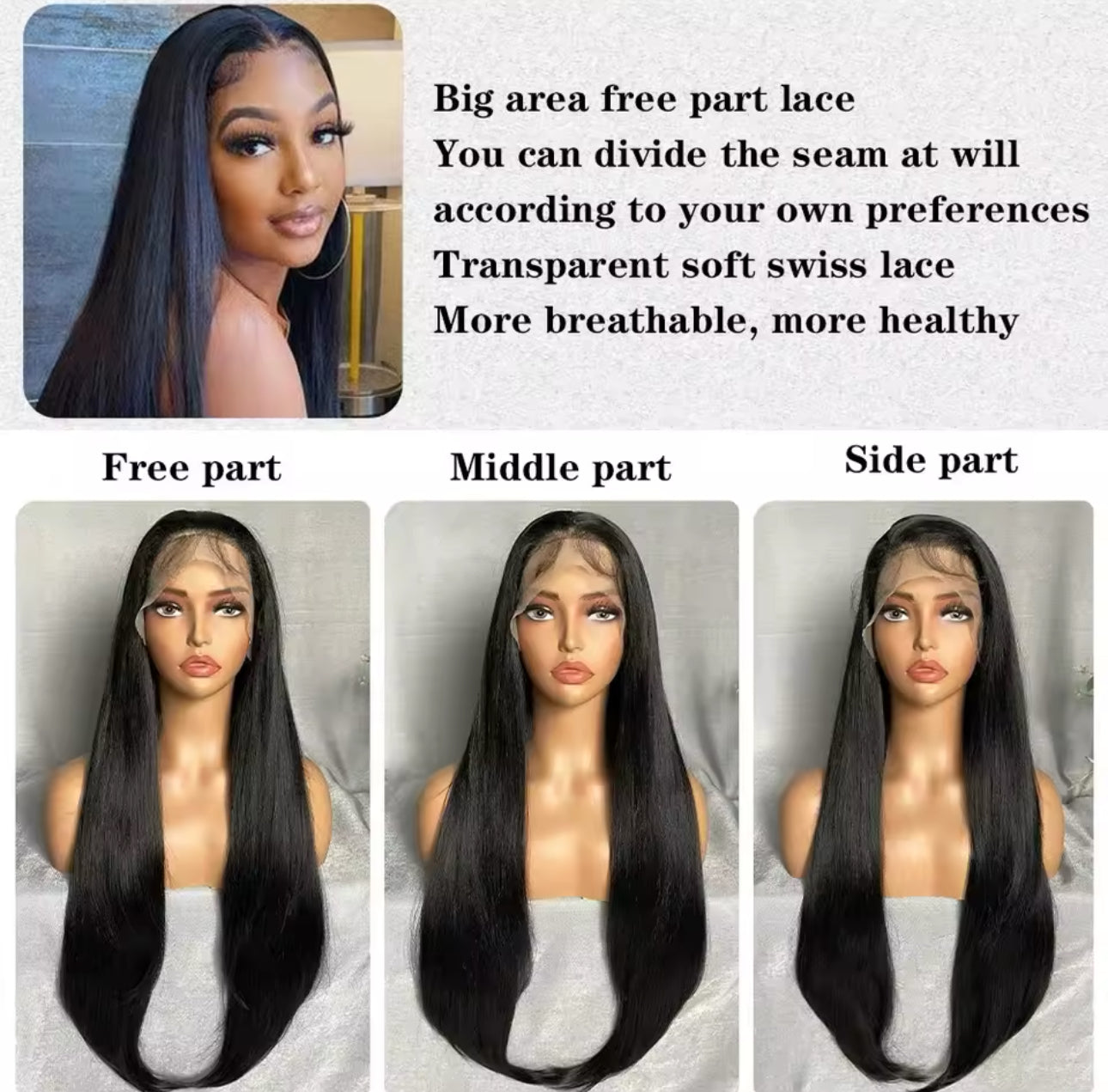 Ashley - Silky Straight 13x6 lace Wig  1B