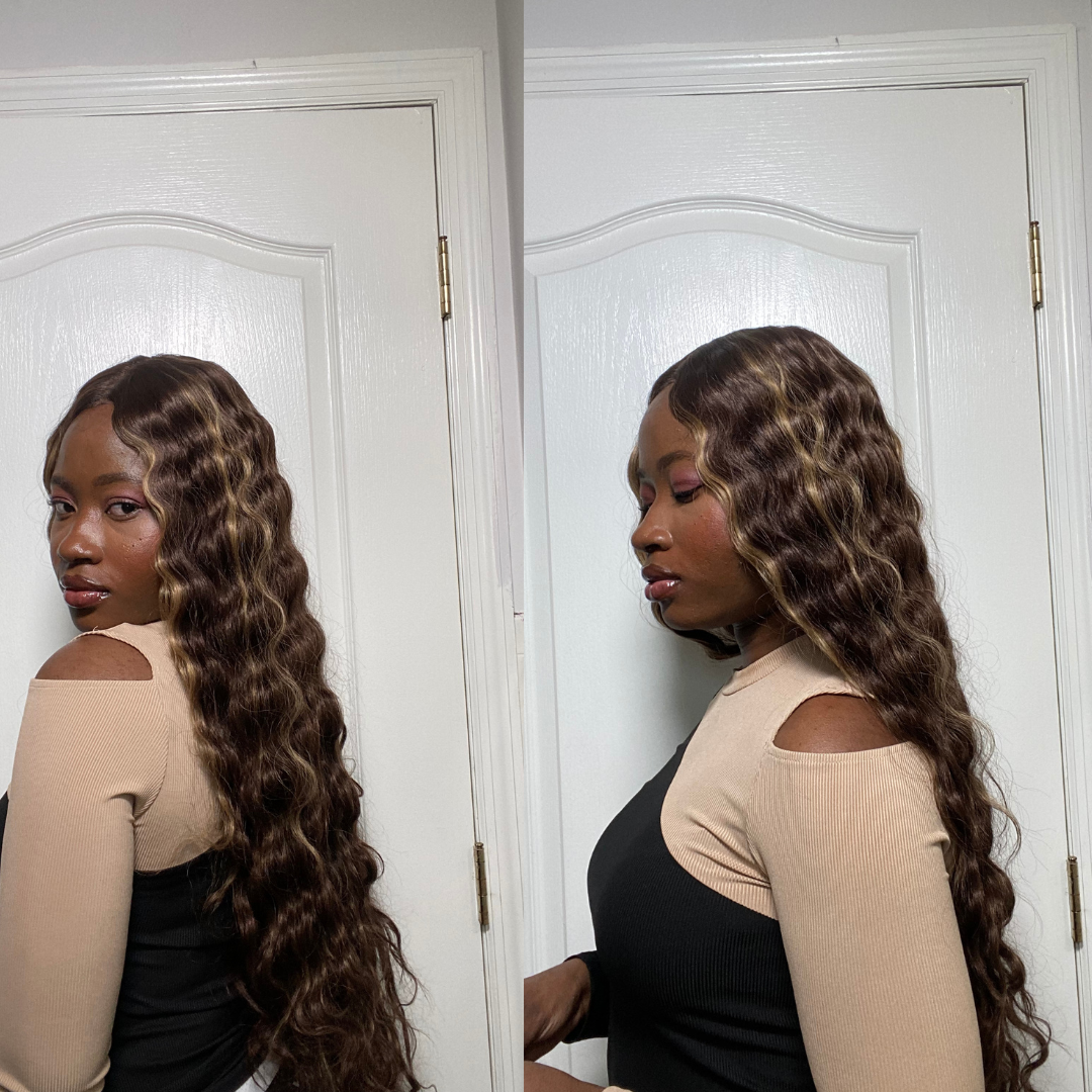 Highlighted Crimp Curl T-PART WIG 28inches